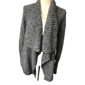 Ann Taylor Loft Gray Cardigan Sweater Open Front Alpaca Wool Blend Water…